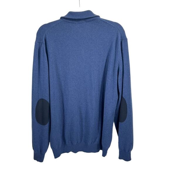 Enzo Mantovani Men’s Large Cashmere Italian Blue Knitted Pullover Polo Sweater - Picture 8 of 11